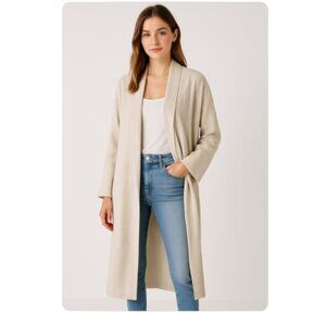 Pedro del Hierro Madrid SZ 4/S Women's Linen Blend Open Front Trench Coat NEW